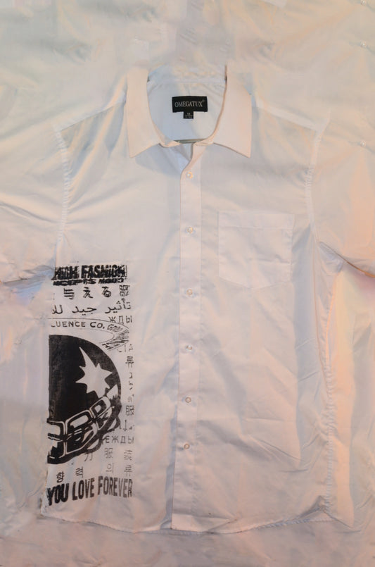 "MULTILINGUAL MESSAGE" Button up Tee